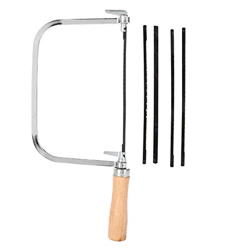 Hand Coping Saw Adjustable U Shaped Bow Piercing Saw with Blade and Wood Handle for Wood Woodworking Garden Tool