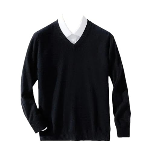 Men's Cashmere Sweater Pullover Business Casual Bottom V-Neck Knitted Slim Fit Business Jumper