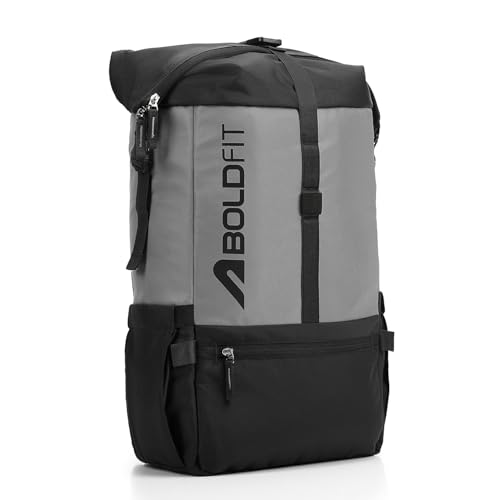 Image of Boldfit Rolltop Bags for Mens 45 Ltrs+ Unfolded Backpack for Men Travel Backpack for Women with Sleeve Separator Travel Bag for Men Pack for Outdoor, Office Lightweight Smart Backpack