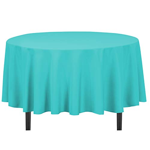 Nappe ronde turquoise en polyester 228 cm pour table de réception - 2