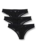  Iris & Lilly Damen Brazilian-Slip aus Spitze, 3er-Pack, Schwarz (Black), S, Label: S