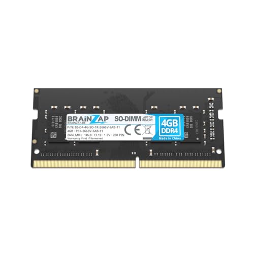 BRAINZAP Memoria RAM da 4 GB DDR4 SO-DIMM PC4-2666V-SAB-11 1Rx8 2666 MHz 1.2 V CL19 per notebook portatile Unbuffered Non-ECC