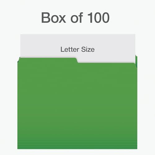 Pendaflex File Folders, 1/2 Cut Tab, Letter Size, Green, Durable Paper Stock, 100/Box, Ideal for Office/Home/School Organization, Made in Canada, Reversible File Organizers image 3
