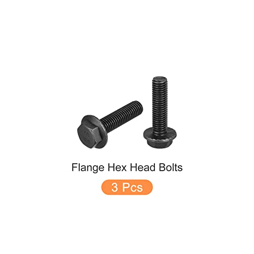 Image of METALLIXITY Flanged Hex Head Bolts (M12x45mm) 3pcs, Hexagon Serrated Flange Bolt Fully Thread Screw - for House Construction Hardware Fasteners