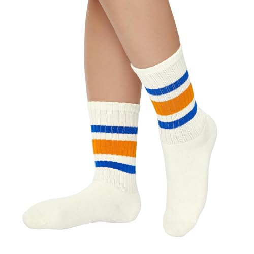 Image of Century Star Retro Striped Novelty Socks For Women Vintage Casual Crew Socks Sporty Calf Socks Cotton Socks Women