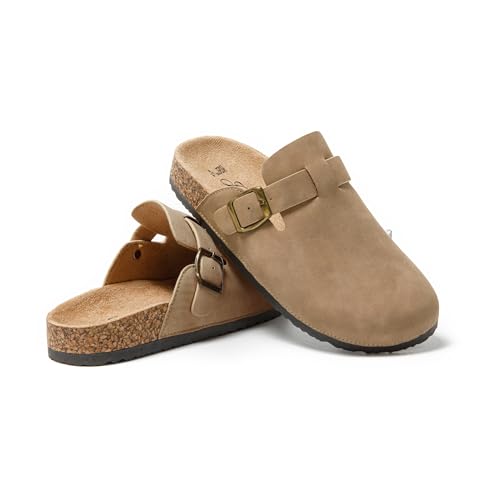JOMIX Zapatillas Casa Mujer Zuecos Piel con Hebilla...