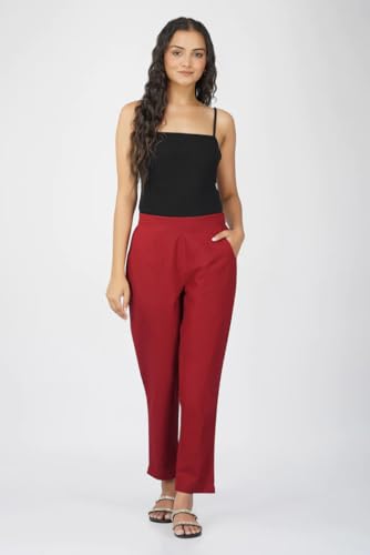 Image of Regular Fit Cotton Woman Trousers Pants Kurti Pant Casual Daily Formal Office Use