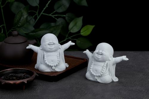 Estatua Buda Sonriente de Piedra de Arenisca para Decoración miniatura 3