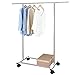 Simple Trending Clothes Garment Rack, Heavy Duty Commercial Grade Clothing Rolling Rack on Wheels with Expandable Collapsible Clothing Rack, Holds up to 150 lbs, Chrome