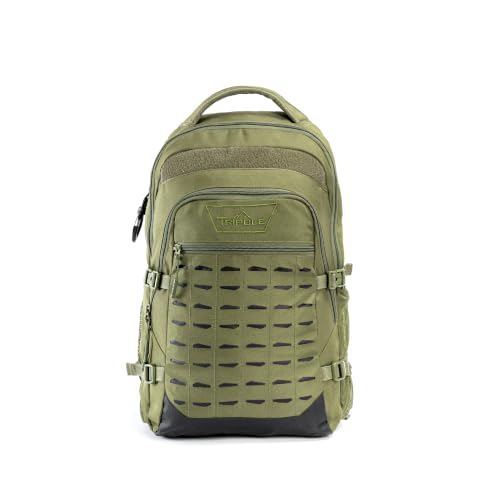 Image of Tripole Falcops 32L Tactical Laptop Backpack with Laser-Cut MOLLE Webbing | Water Repellent | for Daily use, Army, Office & Outdoor | 3 Year Warranty (Olive Green)