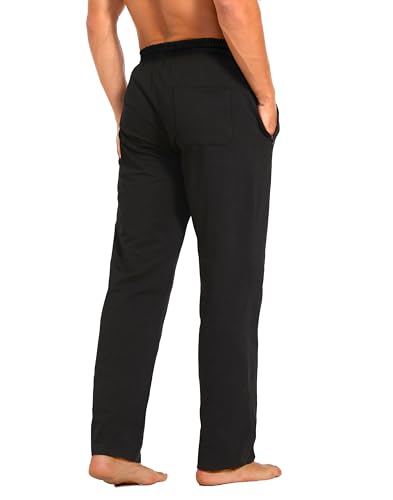 Men's Sweatpants Cotton Yoga Pants Casual Jersey Pants for Men Open Bottom Straight Leg with Zipper Pockets3