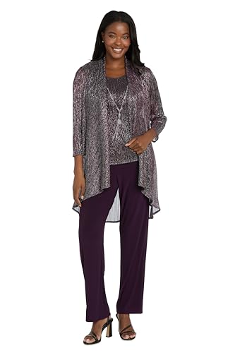 R&M Richards Women's 3-Piece Crinkle Pant Set | Duster...