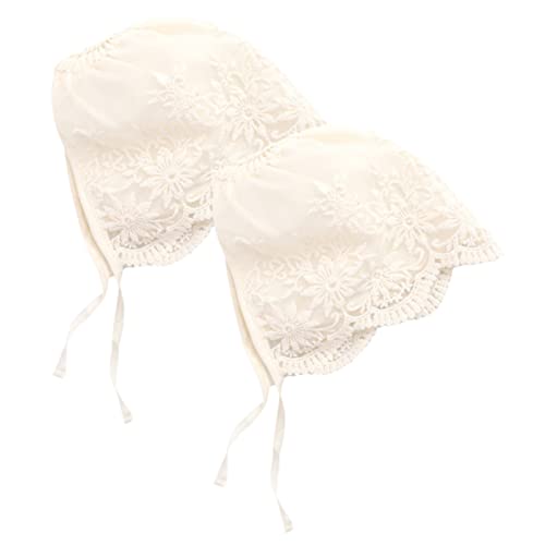 Sombreros de encaje transpirables para bebé, pack de 2 gorros beige cómodos