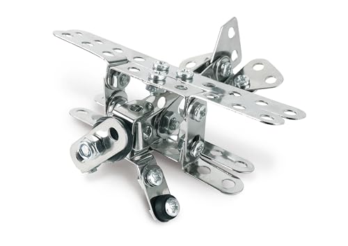 Coach House Partners Mini Builder Series Airplane Metal Construction Set – Stainless Steel, 76 Pieces, Tools Included, Enhance Dexterity Skills