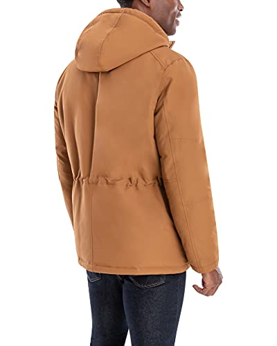 London Fog Mens Men's Faux Sherpa Lined Parka Down Alternative Coat, Tobacco, Large Us #TOP2