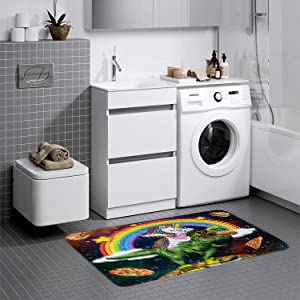 Grtuspr Bathroom Rugs Bath Mat Cartoon Pattern Galaxy And Dinosaur Door Mats Memory Foam Kitchen Rug For Inside Outdoor 16 X 24In, Fast Drying Non-Slip Bathroom Floor Rugs With Cartoon Unicorn #TOP2