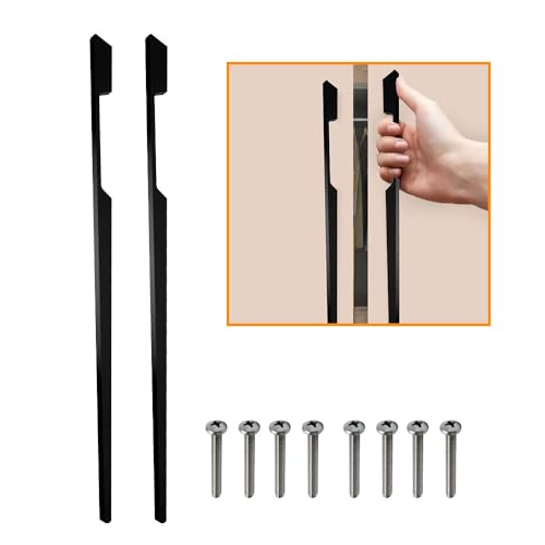 Image of VOLO Aluminium Wardrobe Handle - Elegant Pull Handle for Wardrobe Doors, Cabinet Doors, and Drawers in Kitchen, Office, and Bedroom (Pack of 2 Pieces) (SAC-40 Black 24 Inc (600mm))
