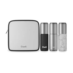 S’well 3.4oz Travel Bottle Set, Includes 3 Lightweight and Recyclable Aluminum Bottles, Leakproof Pumps For Shampoo, Conditioner, Body Wash, Lotions, Sanitizers, and More, TSA Carry On Approved