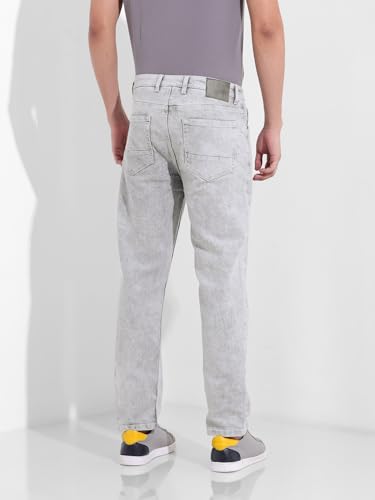 Image of The Indian Garage Co Men Slim Straight Fit Solid Mid-Rise Stretchable Jeans