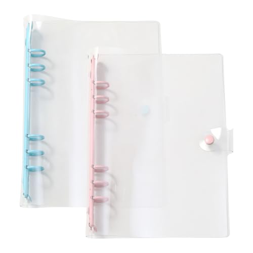 ccHuDE 2 capas de fichário A5 com 6 anéis, transparentes, 18 x 23,5 cm, 2 peças, 6 divisórias, com f