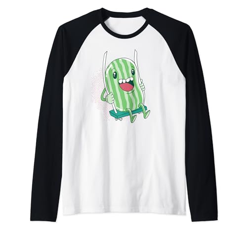 Pastèque sur balançoire pour les amis de la bande dessinée des fruits et des melons Manche Raglan