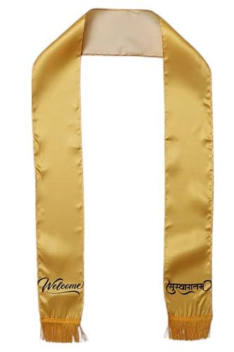 luxurion world Welcome Suswagatam Stole – Patka Silk Cloth Print Dupatta | Unisex Printed Scarf For Welcoming Guests at Weddings, Anniversaries, Birthdays, or Grand Celebratory Occasions-picture-12