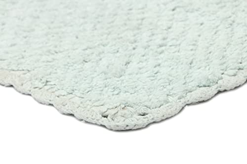 Image of THE HOME TALK Cotton Bathmats | Water Absorbent Runners | Regular Striped Rugs | Floor Mats for Kitchen, Bathroom & Sink | Ultra Soft Mats | Non-Slip Store (Dusky Blue, 40x60 CM)