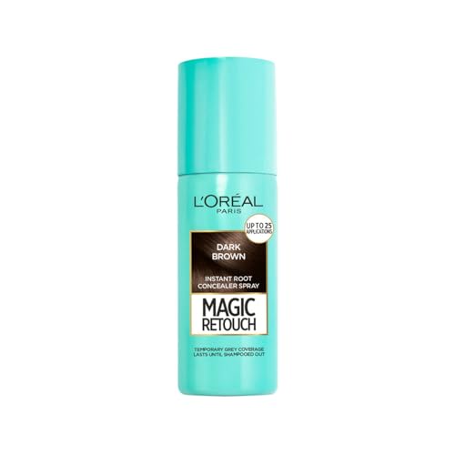 L'Oreal Paris Instant Root Concealer Spray, Ideal for Touching Up Grey Root Regrowth, Magic Retouch, 2 Dark Brown, 75ml