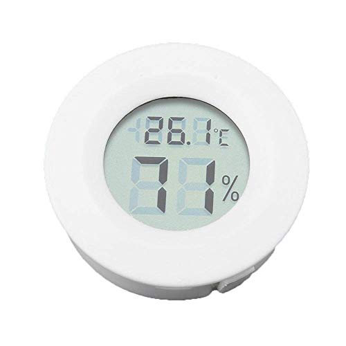 Fasizi Mini-Digital-LCD-Temperatur-/Feuchtigkeitsmessgerät, Thermometer, Hygrometer, rund, Weiß, 2 Stück