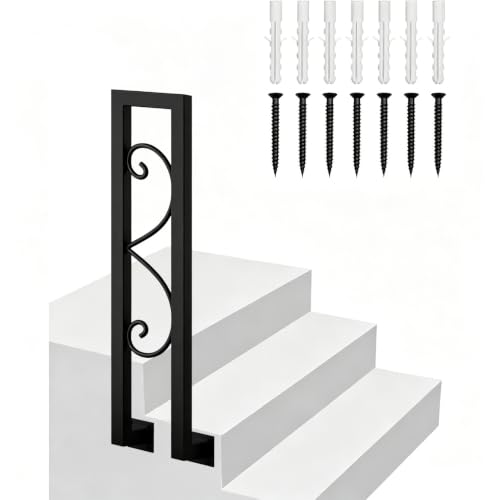 Rampe de sécurité en fer forgé noir pour marches extérieures glissantes - 2