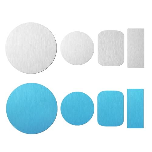 8pcs Under Cabinet Light Magnetic Sticky, Strong Adhesive Backing Magnet Stickers Replacement Magnetic Strips (Non-Magnetic) Metal Plate for Tablet LED Light Night Light Phone Holder (Blue)