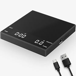 Coffee Scale with Timer, 0.1g Precision Mini Espresso Scale | Compact USB-C Rechargeable Digital Kitchen Gram Meter, 6 Units, Fits Drip Tray for Pour Over, Barista, Matcha, Bean Brewing