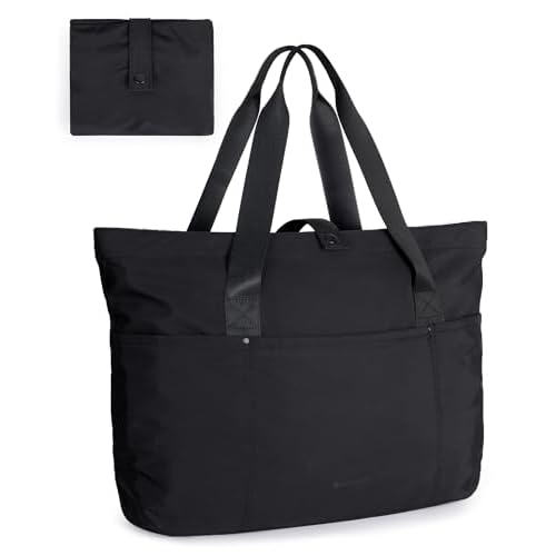 BAGSMART Foldable Tote Bag for Women – Zipper Black