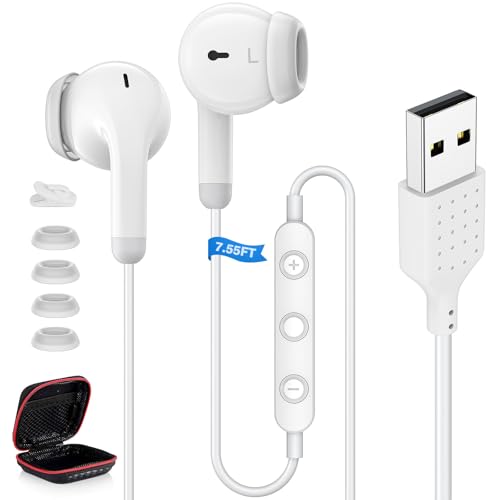 ASKUBSKU Wired Earbuds USB Headsets with Microphone for PC...