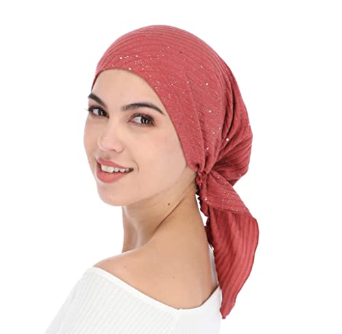 Madison Headwear Pretied Head Scarves for Women Featuring A Unique Sparkly Foil Finish and Stretchy Ribbed Fabric2