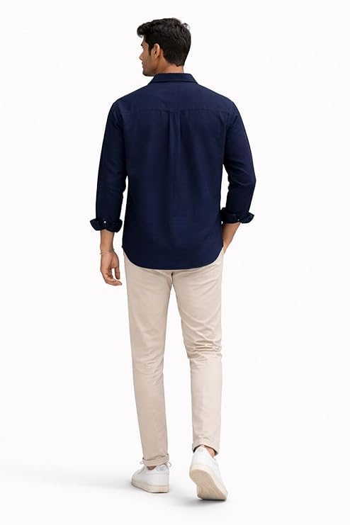 Image of Men's Cotton Blend Casual Wear with Bird Embroidery | Regular Fit Full Sleeve Button Down | Lightweight Summer Style for Daily, Office & Party