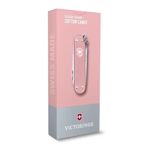 Image of Victorinox Classic SD Alox Swiss Army Knife, Compact, 5 Functions, Swiss Made Pocket Knife with Small Blade, Screwdriver and Key Ring - Cotton Candy (Pink)