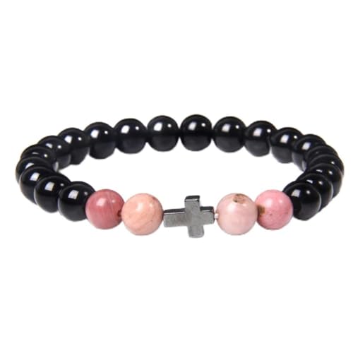 Bracelet améthyste et onyx noir 21cm pour homme et femme FLXHHX