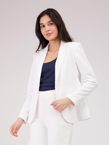 Image of FableStreet Women's Blazer | Tailored Fit Single-Breasted Design with Notch Lapel & Welt Pockets | Smooth Woven Texture for Work & Business Casual Wear