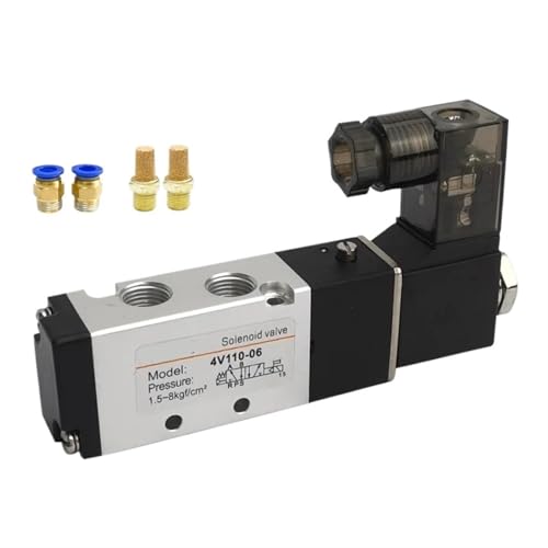 Válvula solenoide de aire 4V110-06 de 5 vías con conector neumático de 8mm AC220V 2