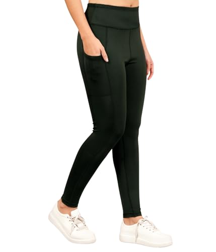 Image of NINQ high Waist Women Gym Compression Pants for Workout with Pocket, Yoga & Exercise, Active Wear Legging Sports Tights Trousers with Comfortable Fit for Running, Jogging & Training