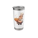 Happy Artisan Baker Holding Fresh Bread Loaf Stainless Steel Insulated Tumbler