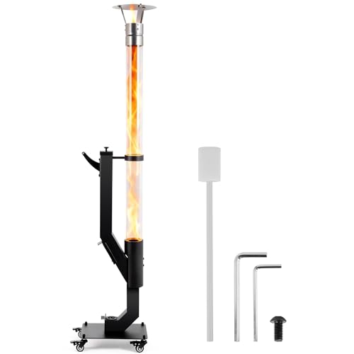 64 Inch Pellet Patio Heater, Outdoor Wood Pellet Stove with Stainless Steel Rain Cap, Lockable...