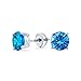 1CT London Blue Round Cubic Zirconia Brilliant Cut AAA CZ Solitaire Ohrstecker Simuliert Topas .925 Sterling Silber Schraub 8MM