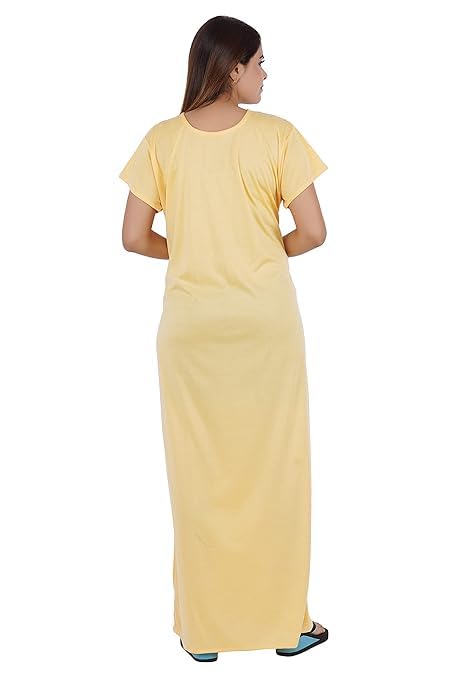 Image of Onekbhalo Women's- Full Sleeves-Feeding- Nursing- Maternity Nighty /Maxi /Gown /Nightdress /Nightwear- Hosiery Cotton Fabric- Floral Print- Embroidery with Zip