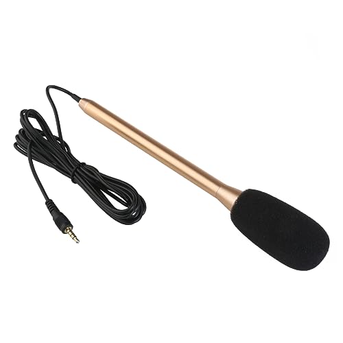 Tofficu 3m Phone Interview Microphone for Smartphones Laptops with Cable Gold Color for Video Recording Vlogging Noise-canceling Feature