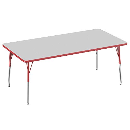 FDP 36" x 72" Rectangle Table with Swivel Glide Legs - Gray/Red
