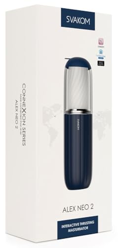 SVAKOM Alex Neo 2 Interactive Thrusting App-Controlled Rechargeable Masturbator Stroker - Black - More Connected Than Ever!