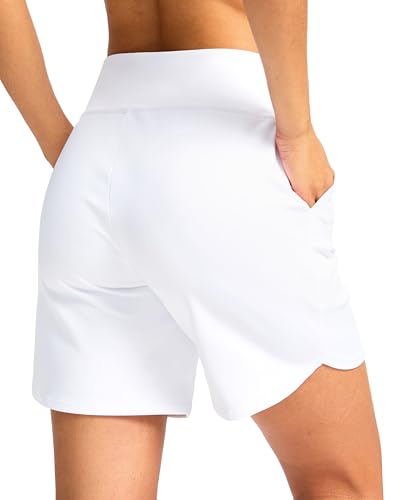 Image of G Gradual Women's Athletic Shorts 6 inch High Waisted Stretchy Bermuda Shorts for Women Quick Dry Summer Casual Shorts