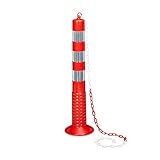 Relaxdays - Poste/Barrera de Aparcamiento con Cadena, Color Rojo y Plateado